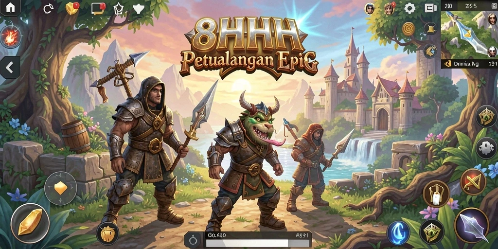 Tangkapan layar gameplay 8HHH menampilkan aksi seru dalam petualangan RPG.