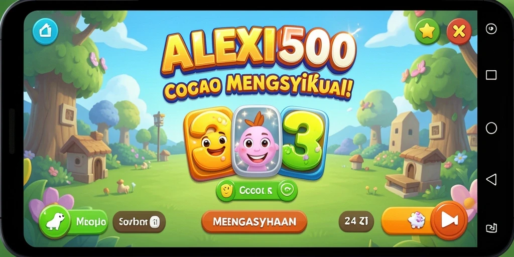 Tampilan gameplay ALEXIS500 yang seru dan penuh warna.