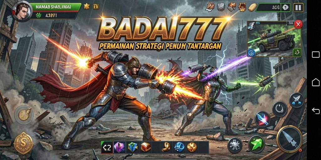 Screenshot utama BADAI777 menampilkan gameplay strategi yang dinamis.