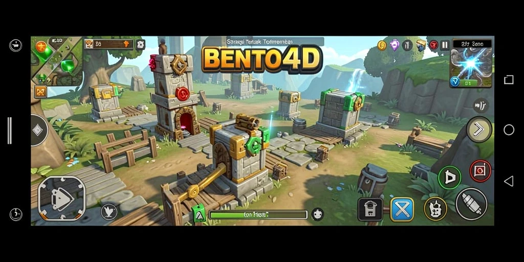 Tampilan gameplay menakjubkan dalam BENTO4D dengan aksi Tower Defense.