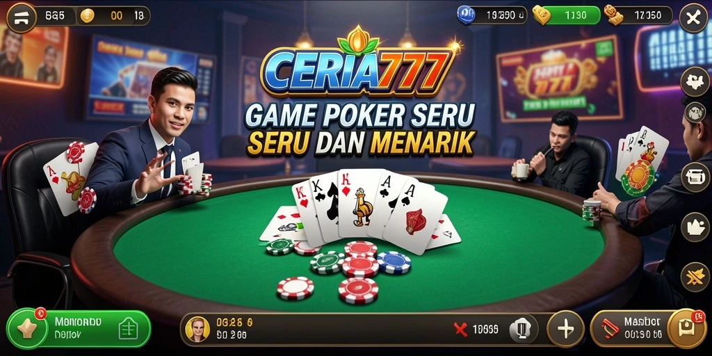 Tampilan gameplay seru poker di CERIA777 dengan pemain aktif.