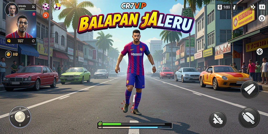 Tampilan menarik dari gameplay balapan di CR7VIP dengan mobil cepat.