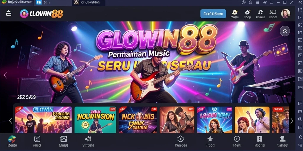 Screenshot GLOWIN88 menampilkan gameplay seru dengan musik yang menggetarkan.