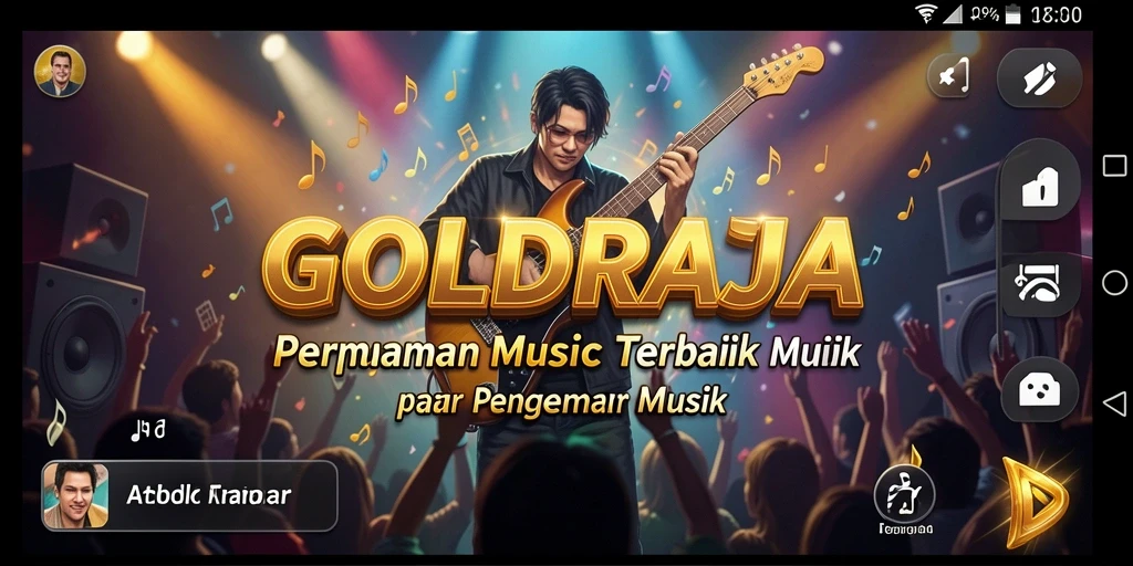 Screenshot dari gameplay GOLDRAJA menampilkan aksi permainan musik yang menarik.