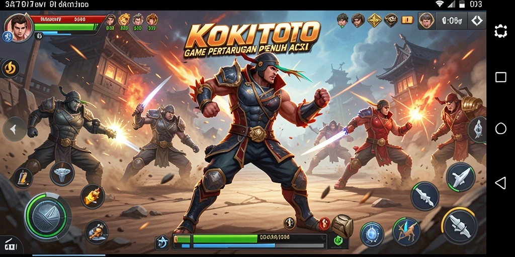 Tampilan gameplay seru di KOKITOTO dengan pertarungan karakter yang dinamis.