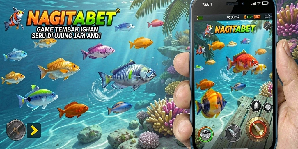 Tampilan gameplay seru NAGITABET dengan aksi menembak ikan.