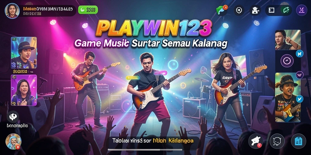 Screenshot utama PLAYWIN123 menampilkan gameplay musik yang seru.