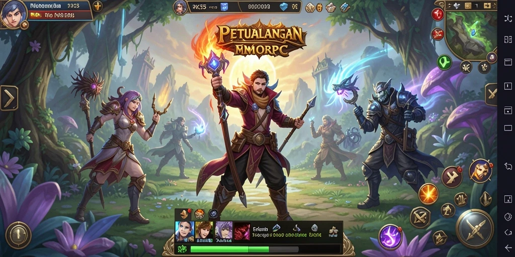 Screenshot gameplay RK55 menampilkan aksi seru dalam pertempuran MMORPG.