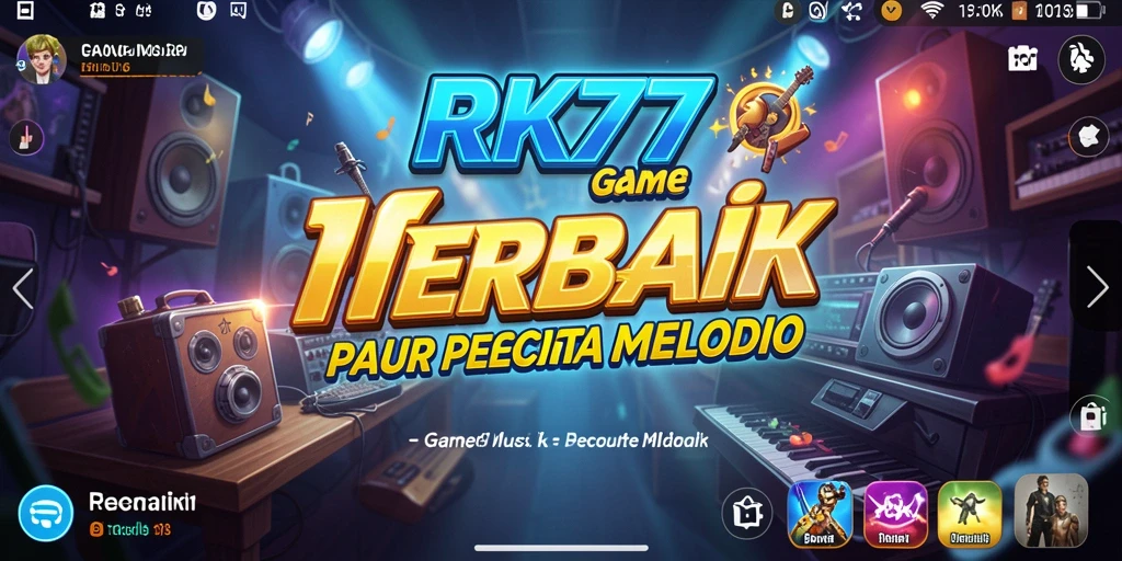 Tampilan gameplay seru RK77 dengan berbagai genre musik.