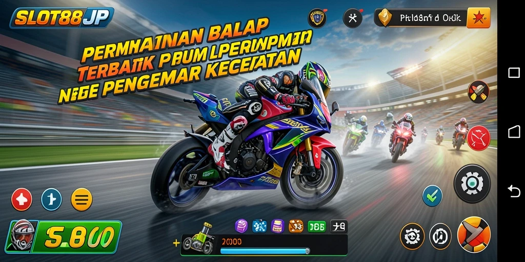 Tampilan utama gameplay SLOT88JP dengan balapan mendebarkan.