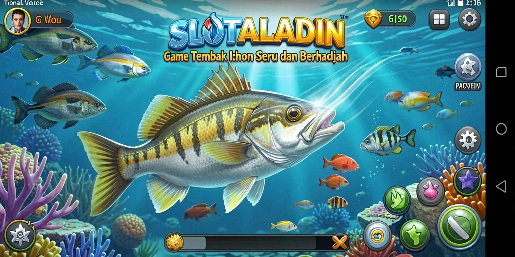 Screenshot utama SLOTALADIN menampilkan gameplay seru Tembak Ikan.