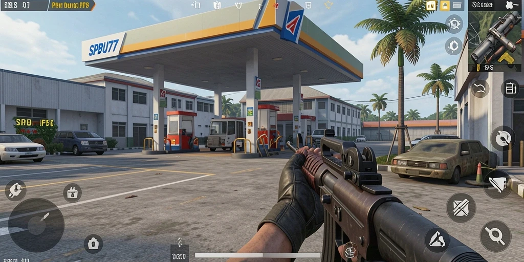 Tampilan aksi mendebarkan dalam gameplay SPBU77.