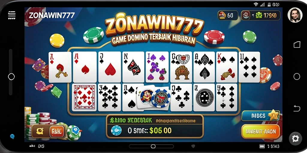 Tampilan gameplay menarik dari ZONAWIN777 dengan domino yang berwarna-warni.